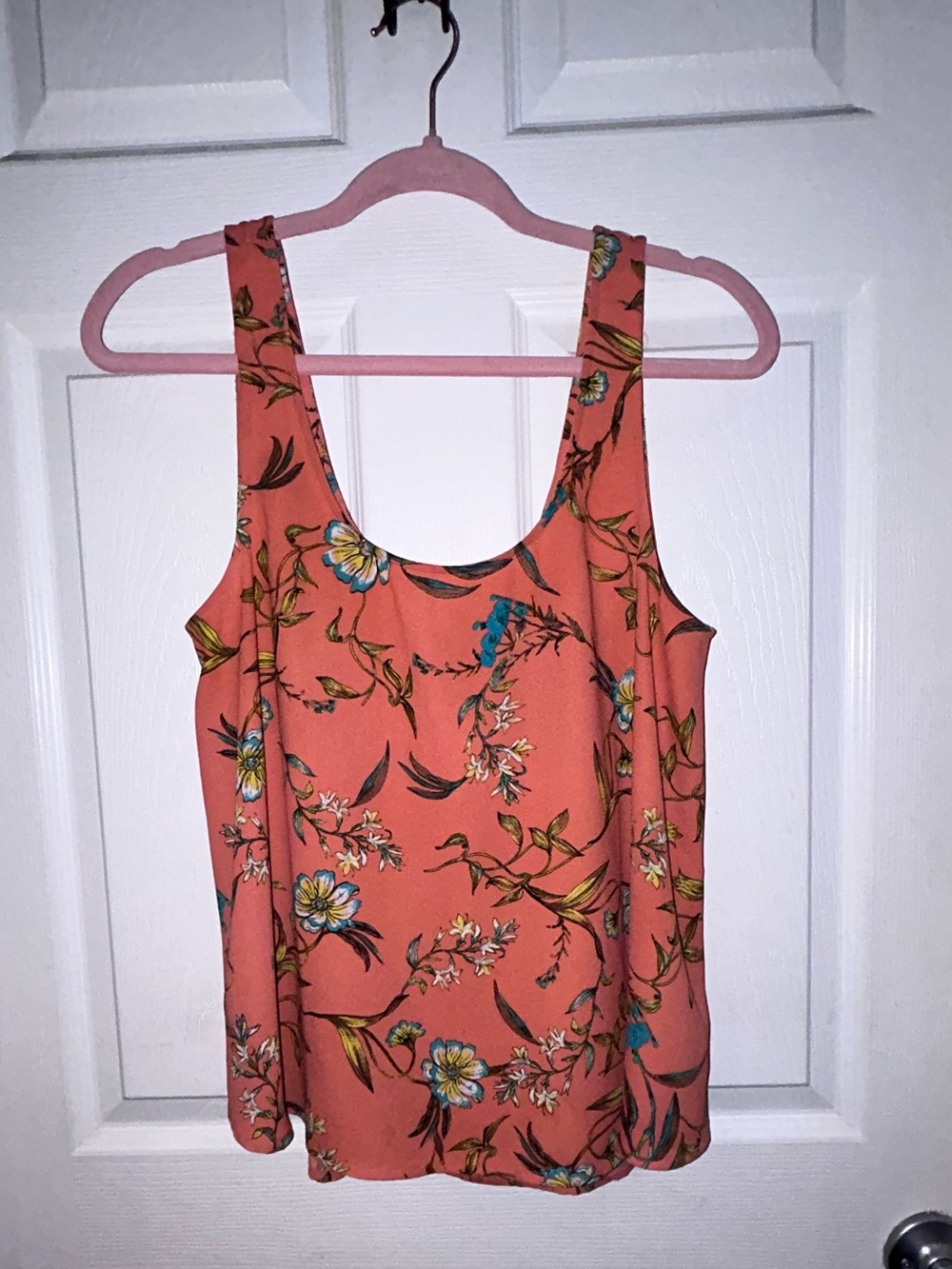 bp (Nordstrom) Flowy Coral Floral Tank with Turquoise Accents